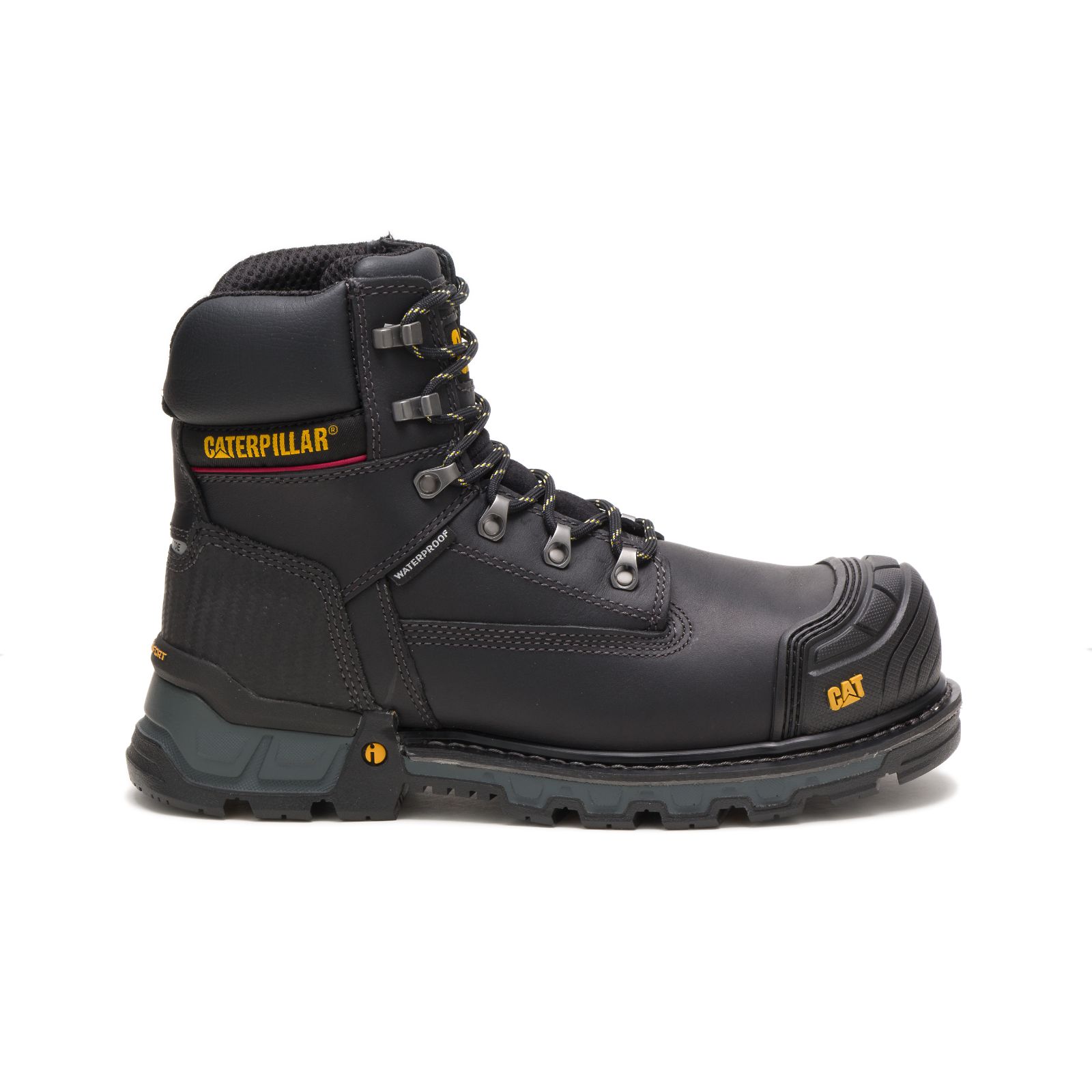 Men's Caterpillar Excavator Xl 6" Waterproof Composite Toe Work Boots Black Ireland FRGQ74036